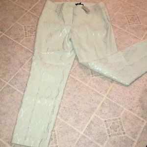 Ann Taylor mint green n silver detailing pants nwt